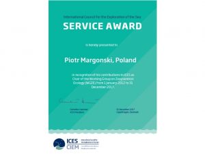 ICES Service Award for Dr. Piotr Margoński from the NMFRI