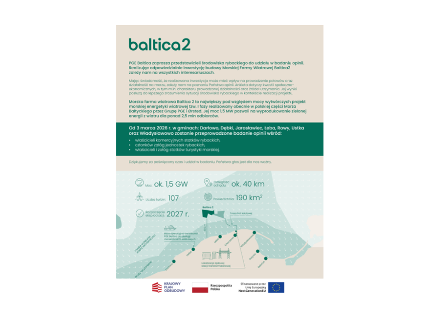 PGE Baltica zaprasza przedstawicieli środowiska rybackiego do udziału w badaniu opinii